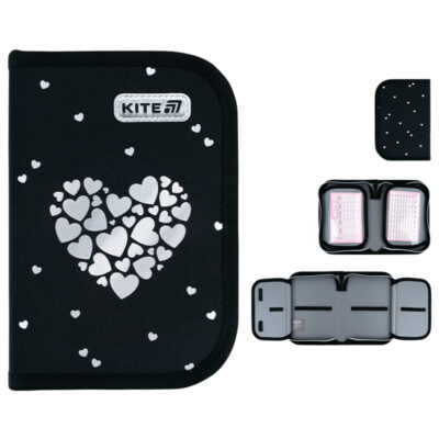K26-622-5 Пенал Kite 1 від., 2 відв., без наповнення 622 Black&Silver
